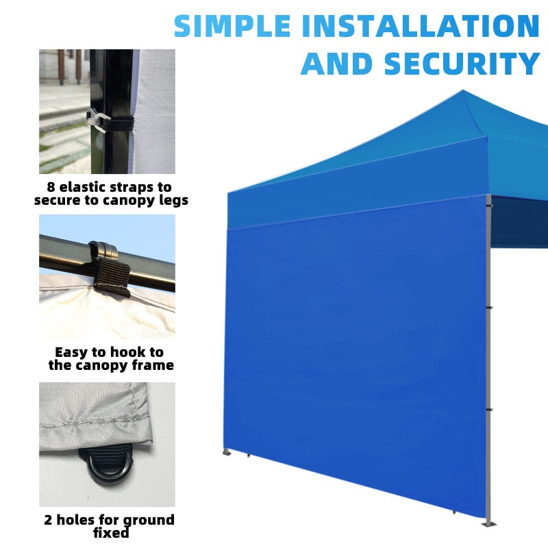 Joramoy Instant SunWall for 10x10 Pop Up Canopy  Canopy Walls 10x10 for Outdoor Instant Canopies 1 Pack Sidewall Only (Blue) - Image 4
